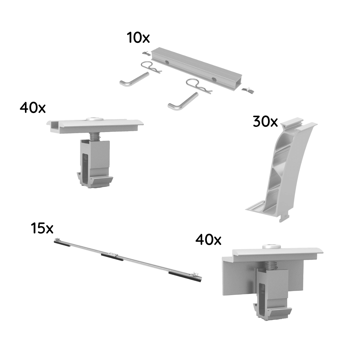 Set 20 panelu stribrna